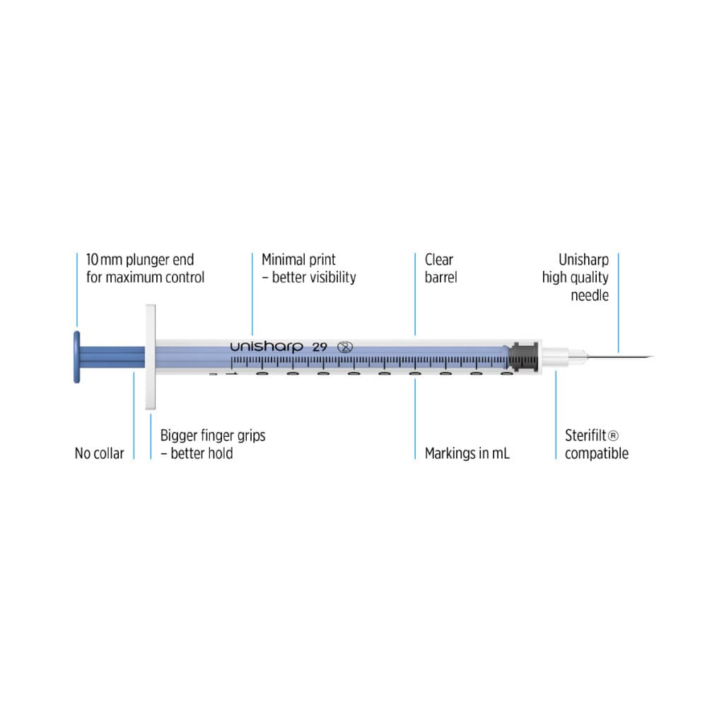 Insulin Syringes 1mL 29G × 100 view 3